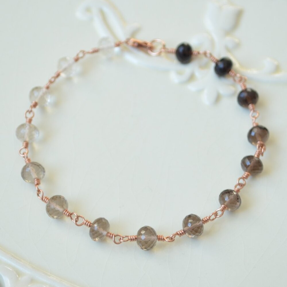 Smoky Quartz Ombre Bracelet in Rose Gold